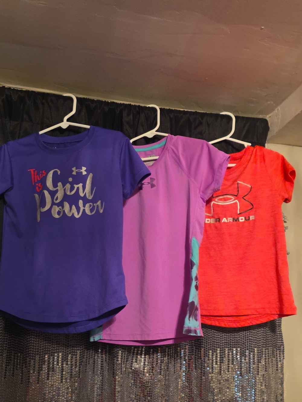Under Armour Girls' Purple & Lavender Athletic Tees with Coral Accent